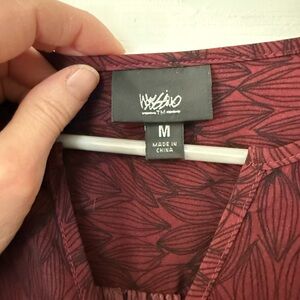 Massimo Long Sleeve Dress - Burgundy Leaf Pattern